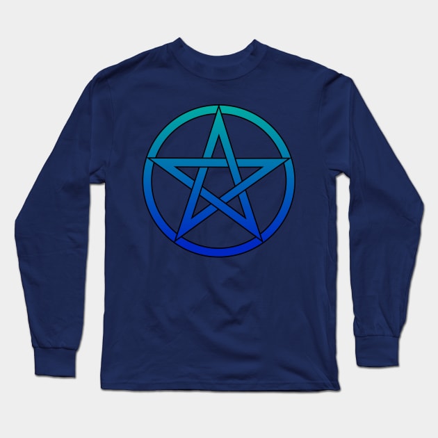 Pentagram Teal to Blue ombre Long Sleeve T-Shirt by RavenWake